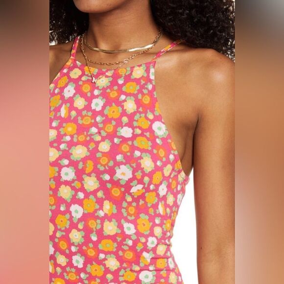 BP PRINT KNIT MINIDRESS IN PINK SALLY RETRO FLORAL - Picture 4 of 13